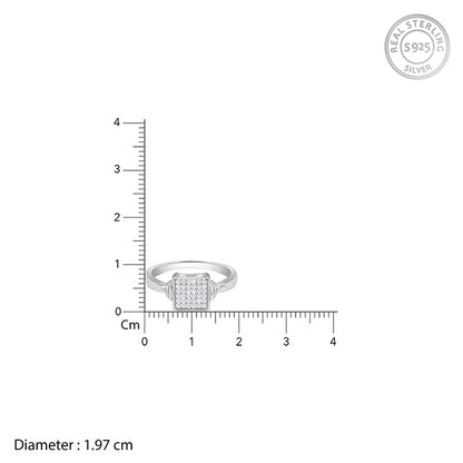 Silver Zircon Square Ring For Him