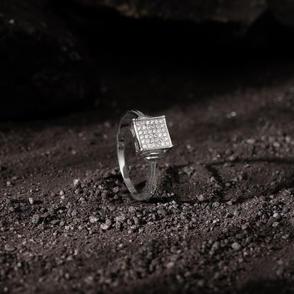 Silver Zircon Square Ring For Him