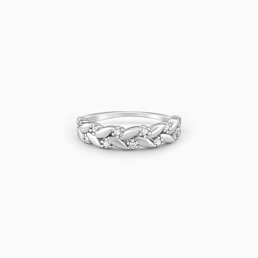 Silver Woven Leaf Ring