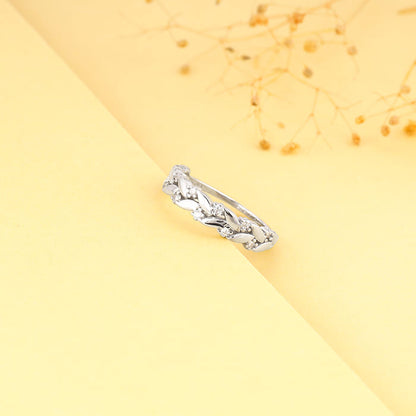 Silver Woven Leaf Ring