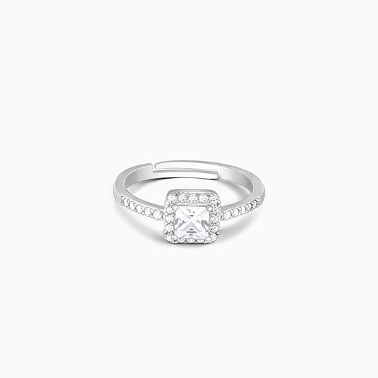 Silver Zircon Squared Beauty Ring