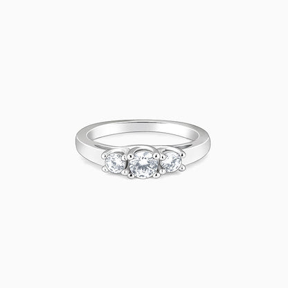 Silver Zircon Trilogy of Love Ring