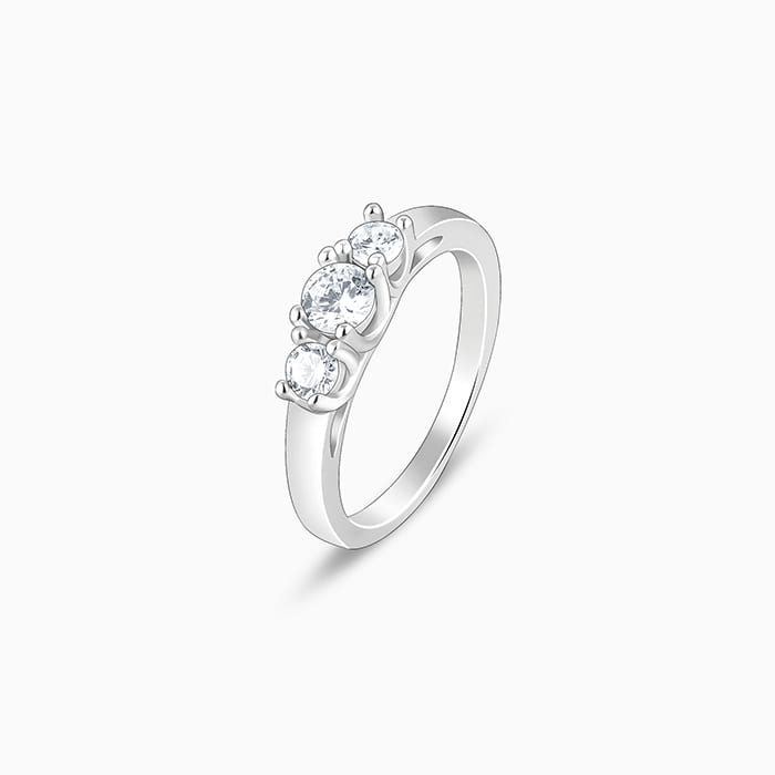 Silver Zircon Trilogy of Love Ring