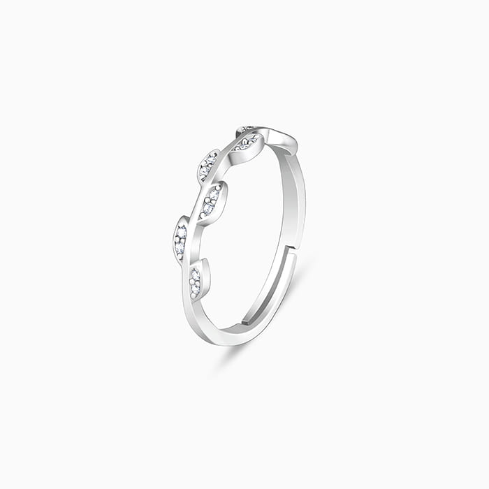 Silver Zircon Vine Shine Ring