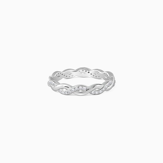 Silver Zircon Wave Entwined Ring