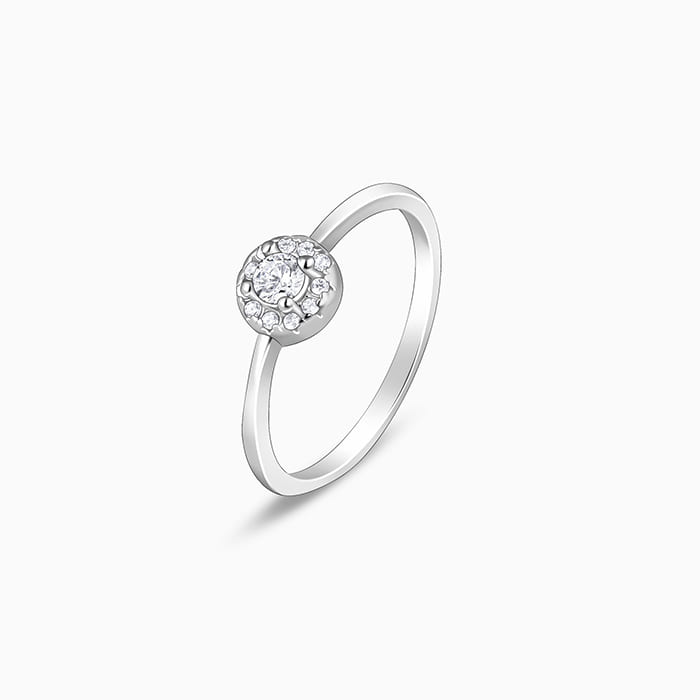 Silver Zircon Nebula Ring