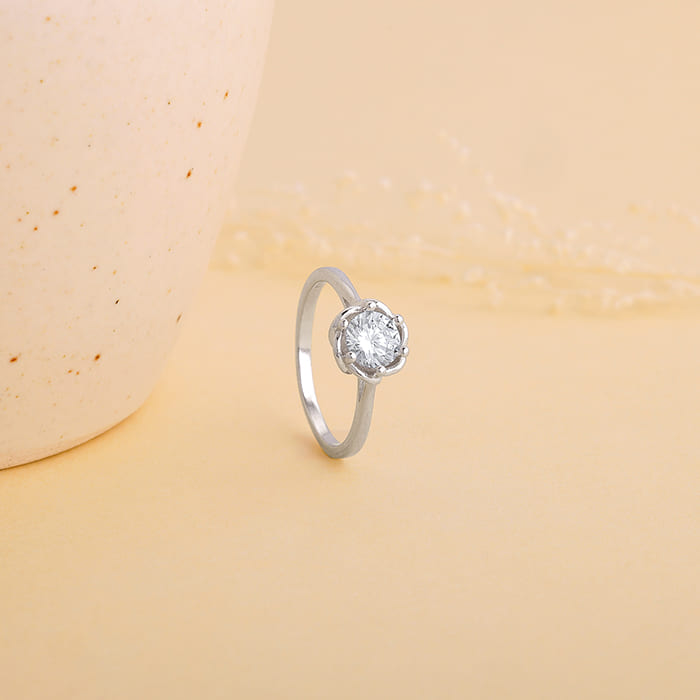 Silver Precious Zircon Ring