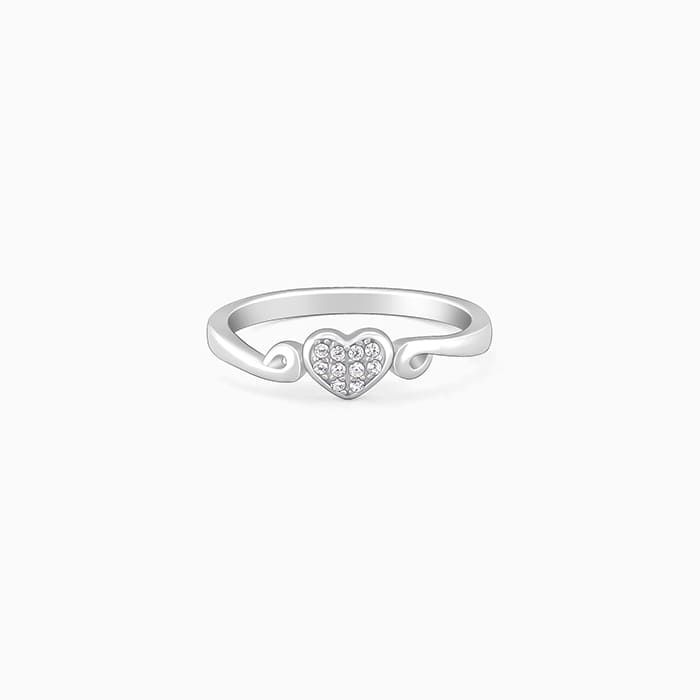 Silver Heart Club Ring