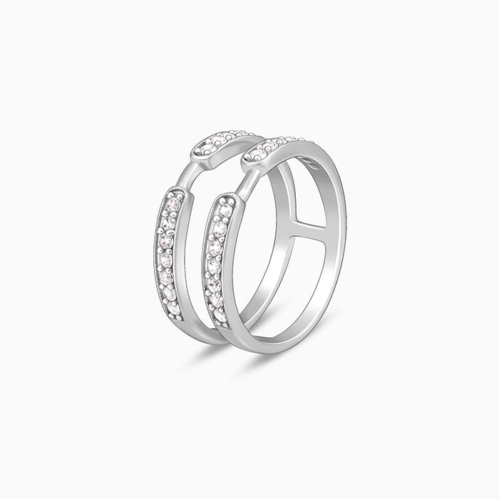 Silver Dual Layer Zircon Ring