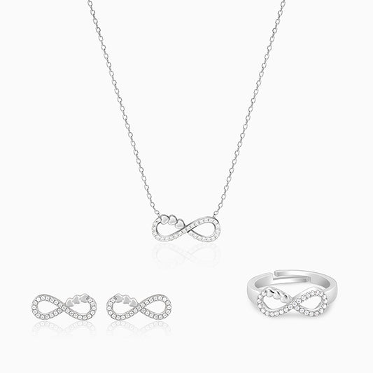 Silver Infinity Heart Set Of Three