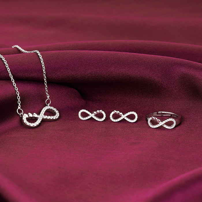 Silver Infinity Heart Set Of Three