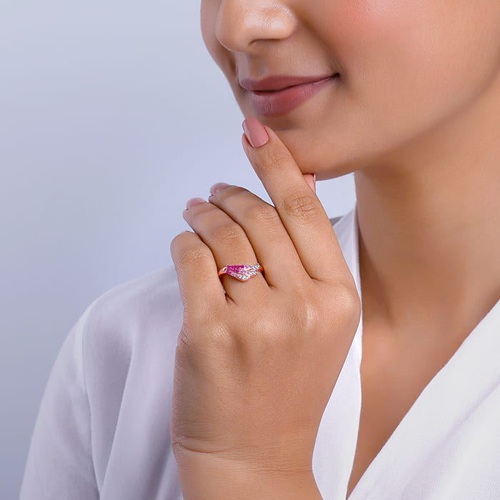 Rose Gold Feathered Love Ring