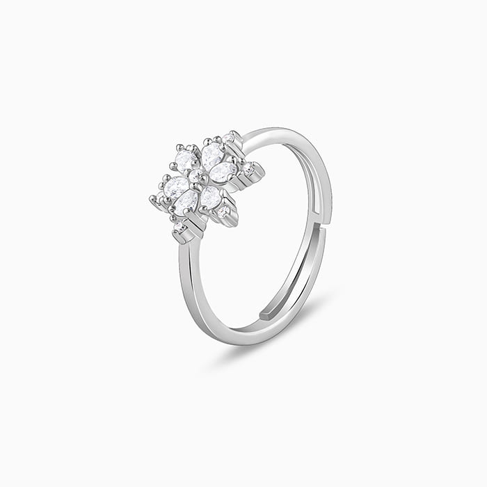 Silver Flowery Snowflake Ring