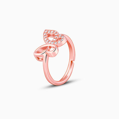 Rose Gold Zircon-Studded Butterfly Ring