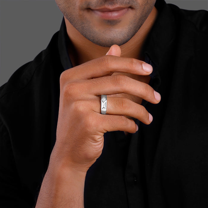 Silver Racy Rugged Ring For Him