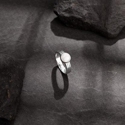 Silver Arty Pearl Ring For Him