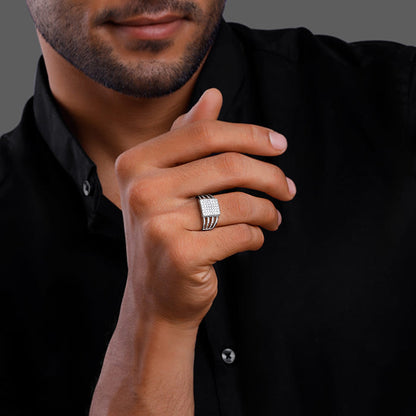 Silver Cluster Ring For Him