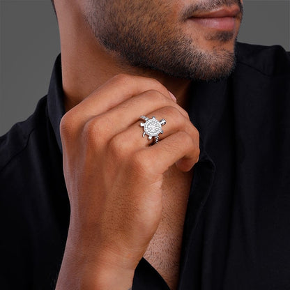 Silver Wise Tortoise Ring For Him