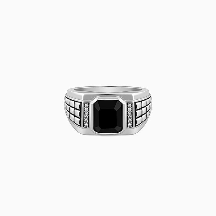 Silver Geometric Rectangle Ring For Him