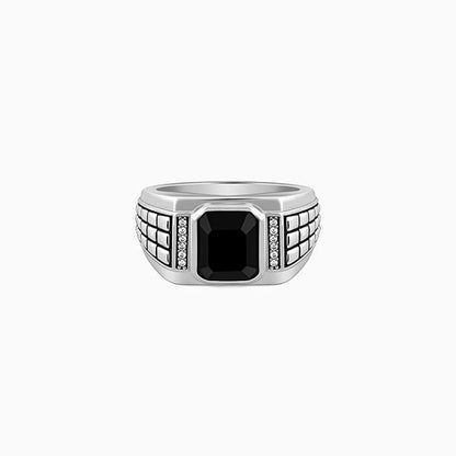 Silver Geometric Rectangle Ring For Him