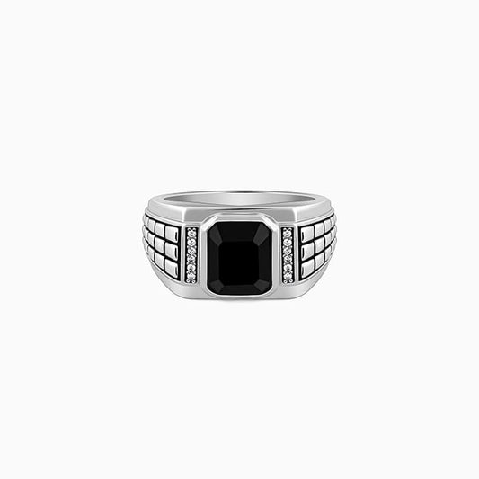 Silver Geometric Rectangle Ring For Him