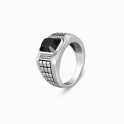 Silver Geometric Rectangle Ring For Him