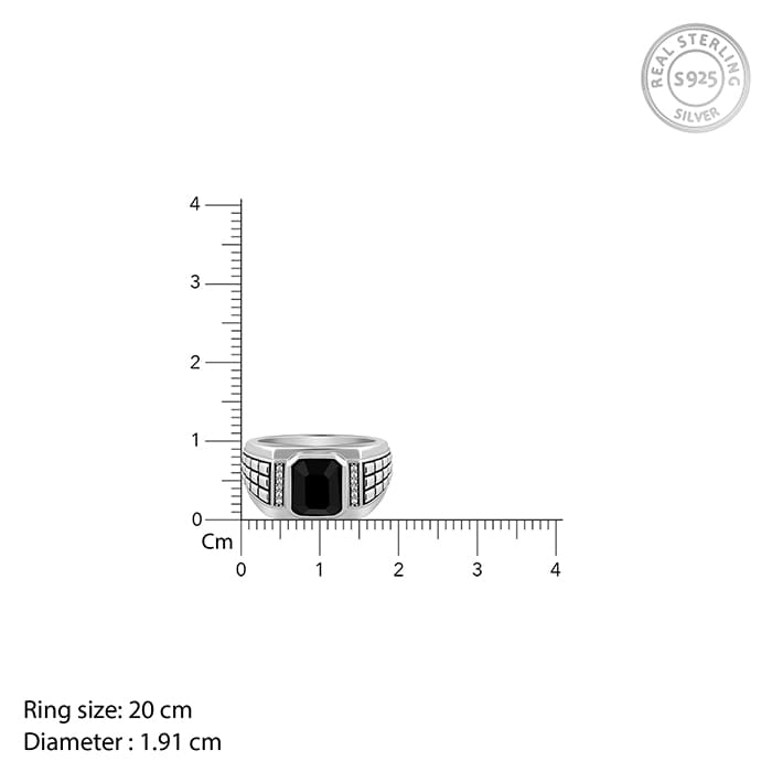 Silver Geometric Rectangle Ring For Him