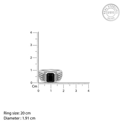 Silver Geometric Rectangle Ring For Him