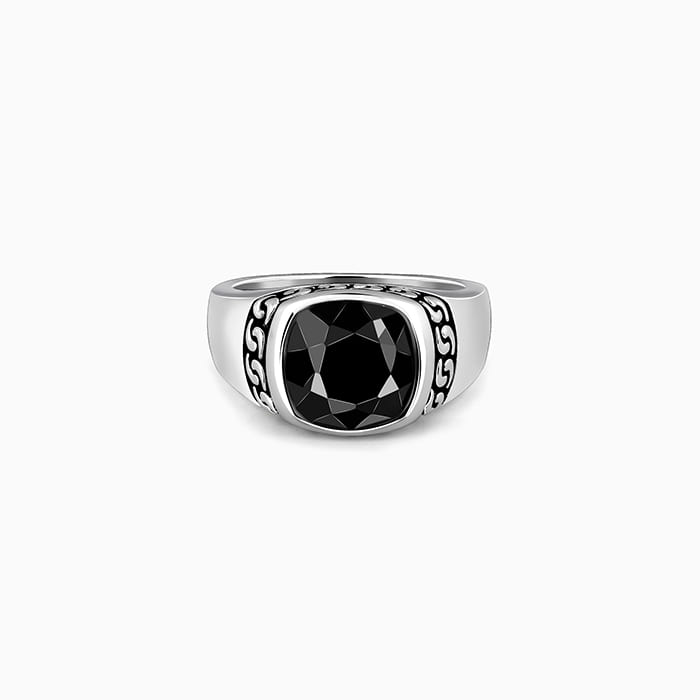 Silver Black Radiance Ring For Him