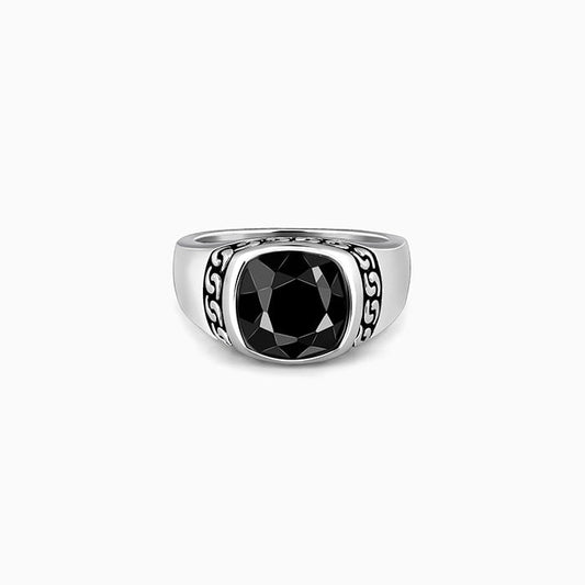 Silver Black Radiance Ring For Him