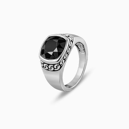 Silver Black Radiance Ring For Him