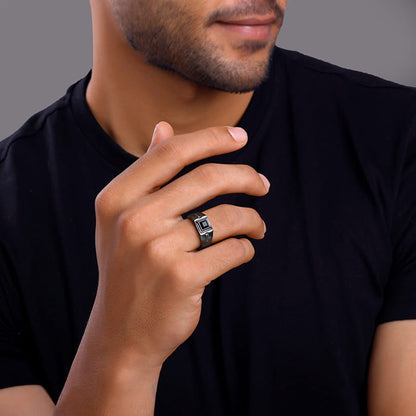 Black Rhodium Goal Oriented Ring For Him