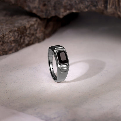 Black Rhodium Observant Ring For Him