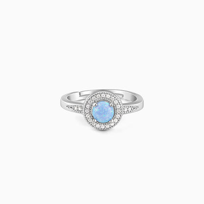 Silver circle ring with opal stone and zircon details from GIVA Sky High collection.
