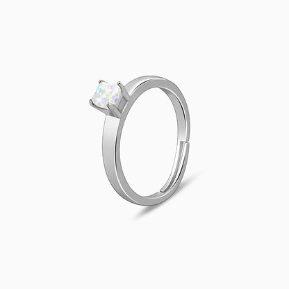 Silver Opal Square Ring