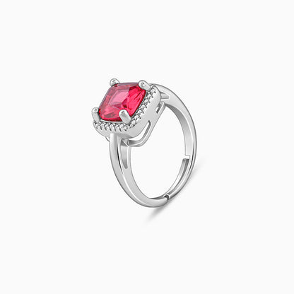 Silver Pink Square Ring