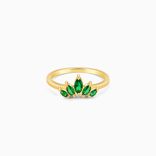 Golden Emerald Marquise Ring