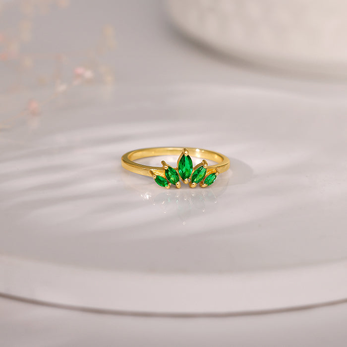 Golden Emerald Marquise Ring