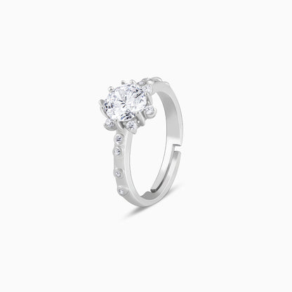 Silver Zircon Flower Rennaissance Ring