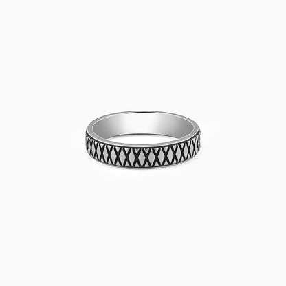 Oxidised silver men's ring with zig-zag design