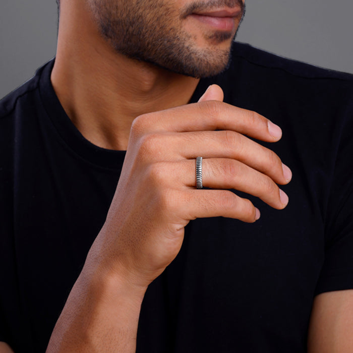 Oxidised Silver Modest Leader Ring For Him