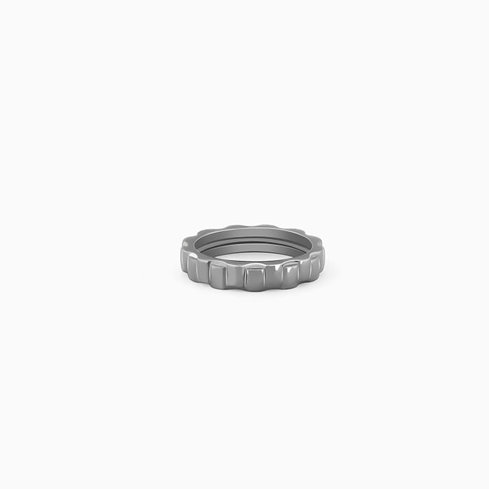 Black rhodium men's ring with striking textured design