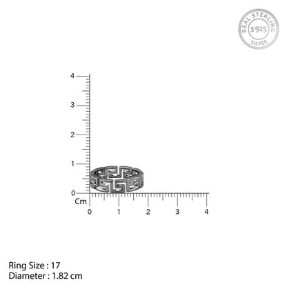 Black rhodium men's ring with geometric pattern design






