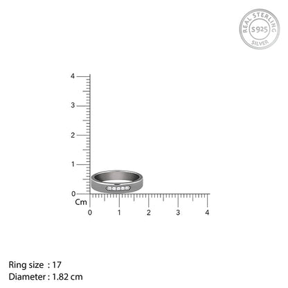 Black rhodium men's ring with five zircons at the centre






