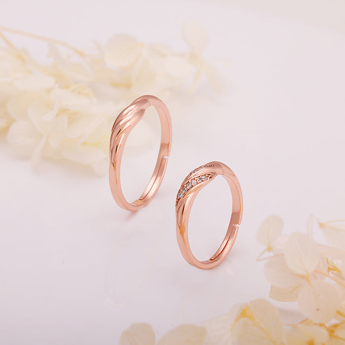 Rose gold couple 2025 ring set