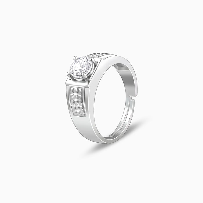 Silver Classic Stud Ring For Him