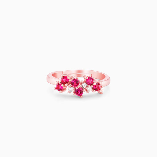 Rose Gold Pink and White Waves Ring