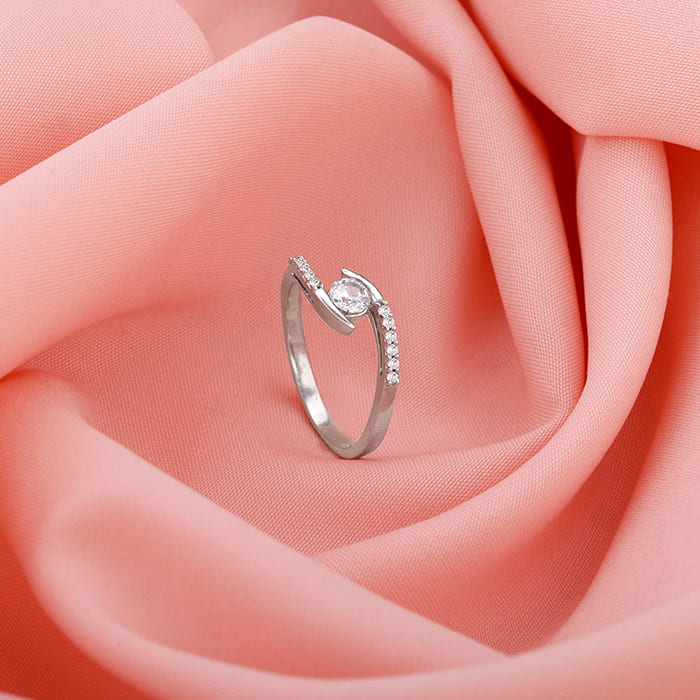 Entangled Heart Simple Platinum & Rose Gold Ring for Women JL PT 549