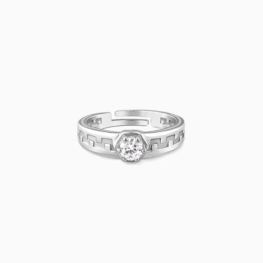 Silver Classic Zircon Ring For Him