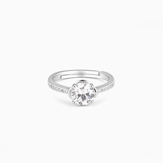 Silver Zircon Shimmer Flower Ring